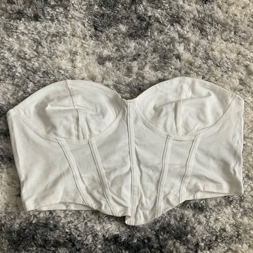 Shein White Corset Top Bustier Sleeveless Crop Top Party‎ Clubwear